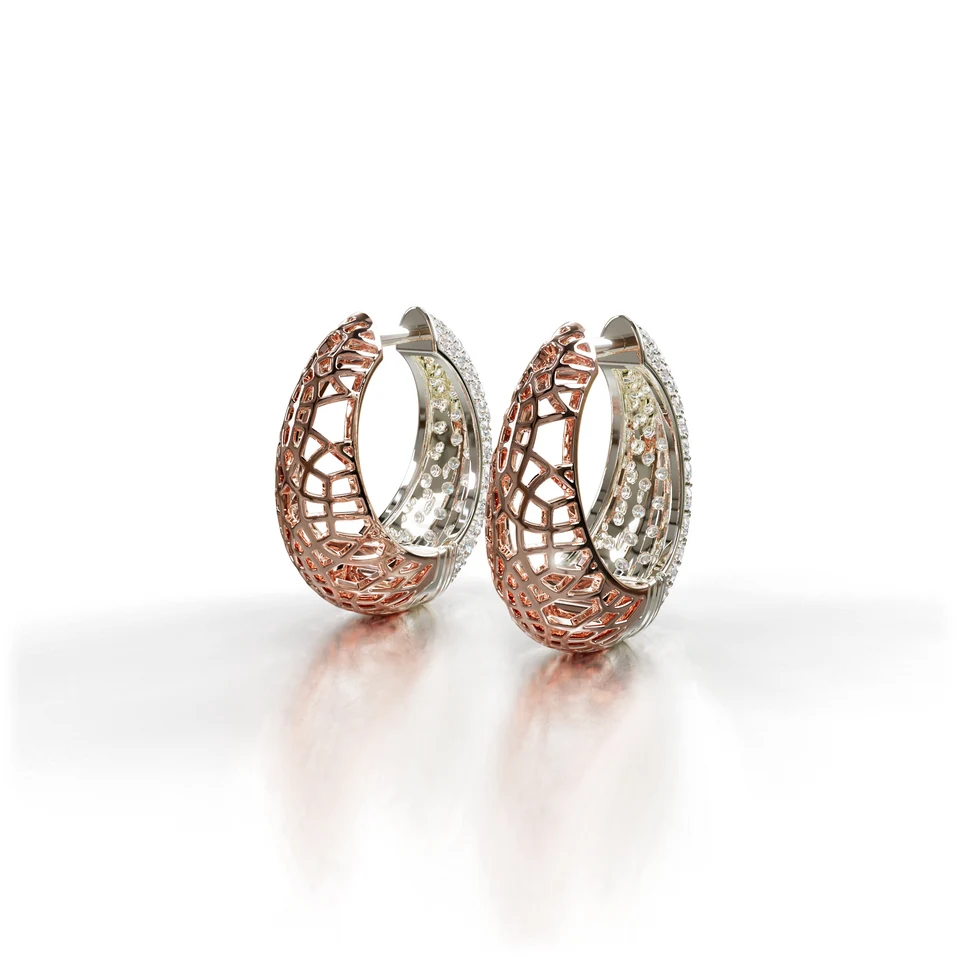 Sinan Pavé Earrings, rose and white gold, view 4 of 4