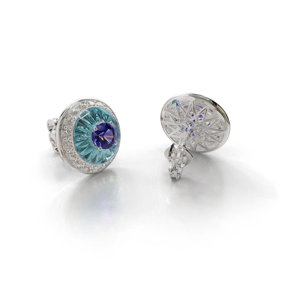Sinan Expressions Earrings, tanzanite, white gold, view 3 of 3