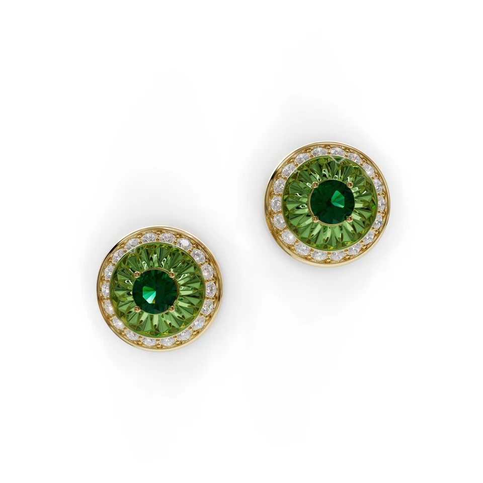 Sinan Expressions Earrings, verdelite, yellow gold