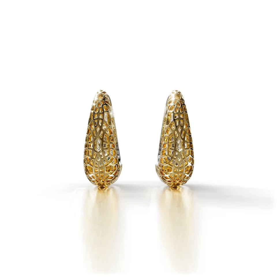 Sinan Pavé Earrings, yellow and white gold, view 3 of 4