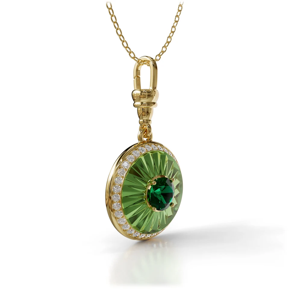 Sinan Expressions Pendant, verdelite, yellow gold, view 3 of 5