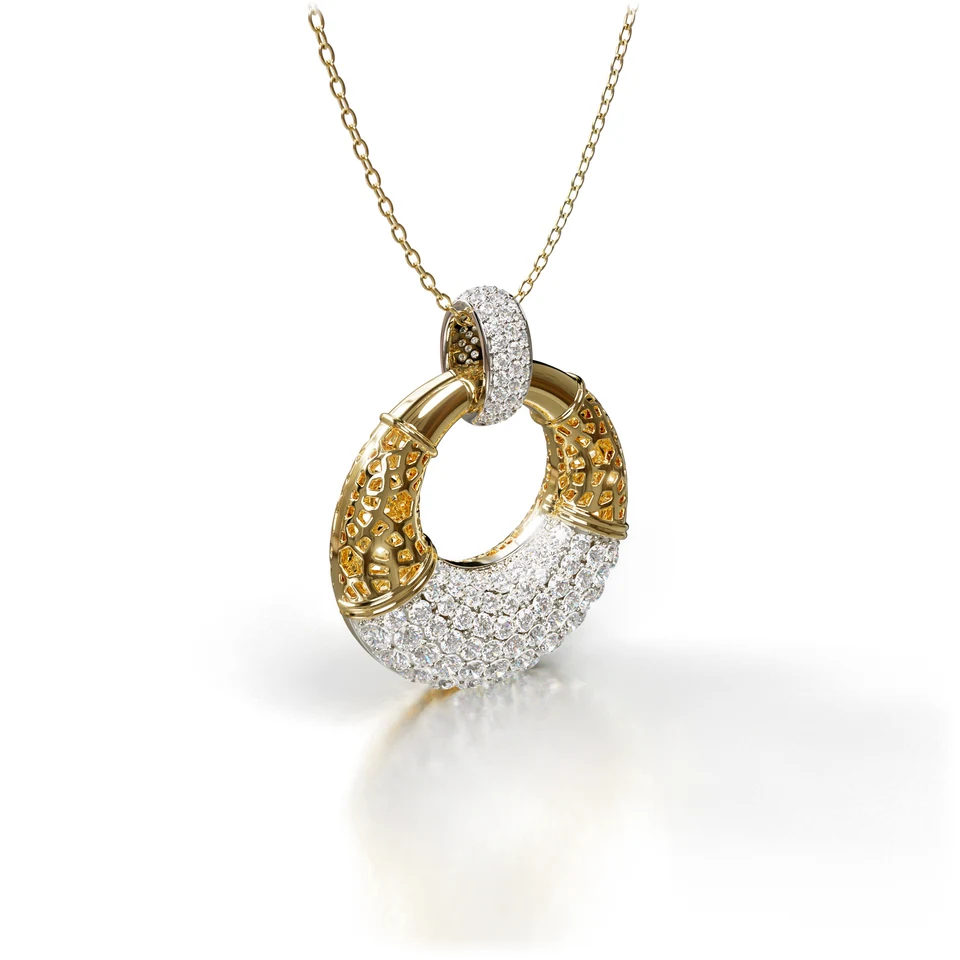 Sinan Pavé Pendant, yellow and white gold