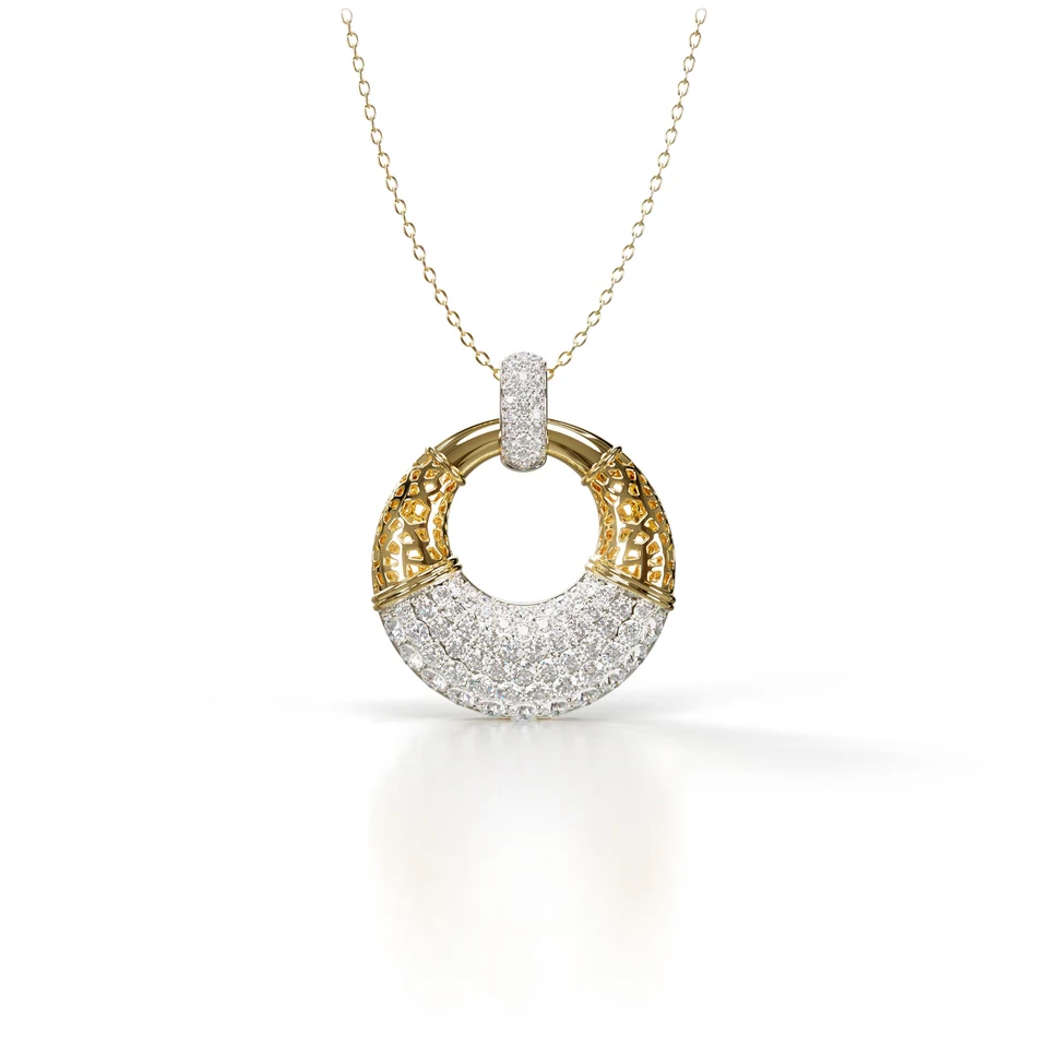 Sinan Pavé Pendant, yellow and white gold, view 3 of 4