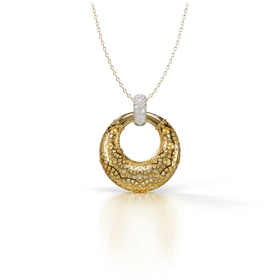 Sinan Pavé Pendant, yellow and white gold, view 4 of 4