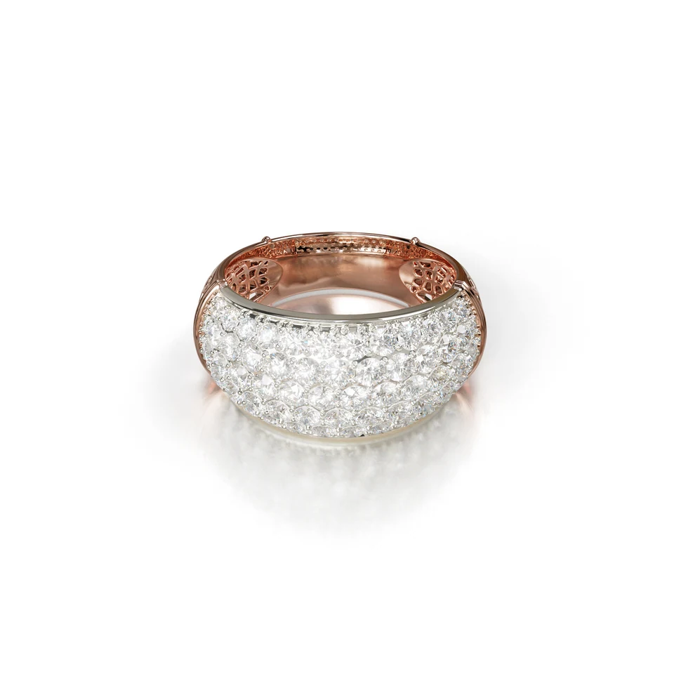 Sinan Pavé Ring, rose and white gold, view 3 of 3