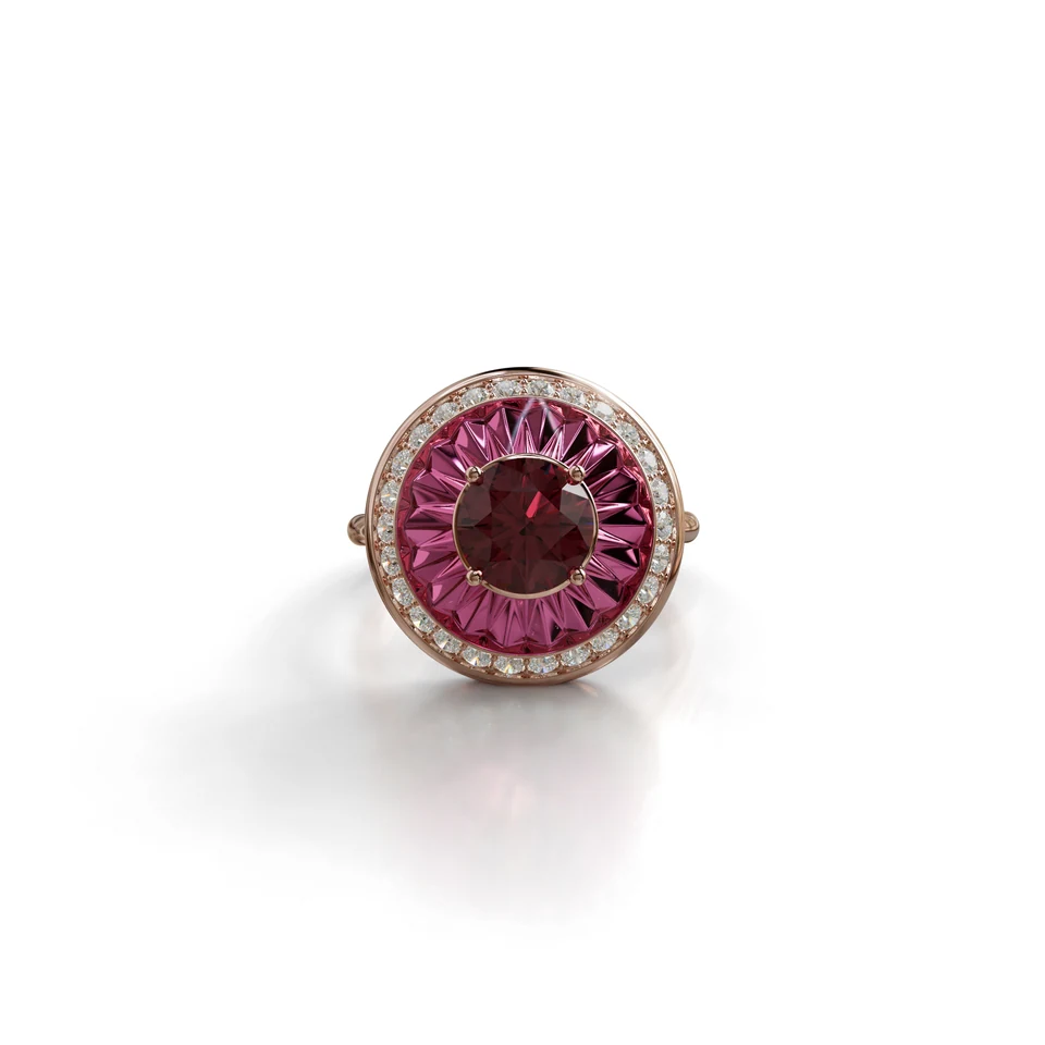 Sinan Expressions Ring, rubellite, rose gold, view 2 of 4