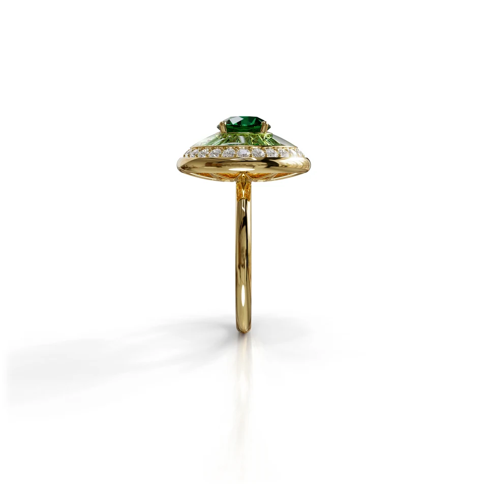 Sinan Expressions Ring, verdelite, yellow gold, view 3 of 4