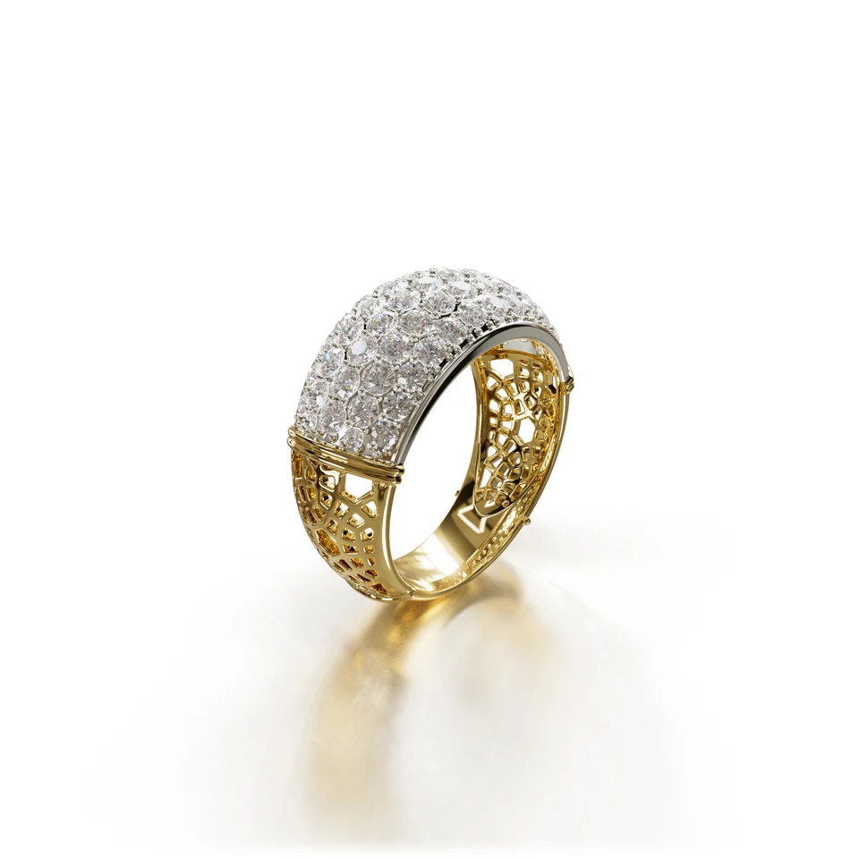 Sinan Pavé Ring, yellow and white gold